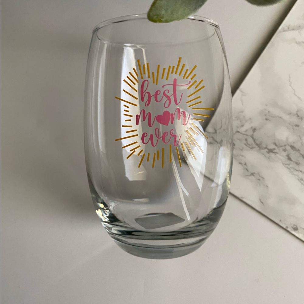 Best Mom ever stemless wine glass 15.5 OZ